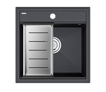 Кухонная мойка + коландер Paulmark PM115051-AN+A375-BS 50х50 цвет черный